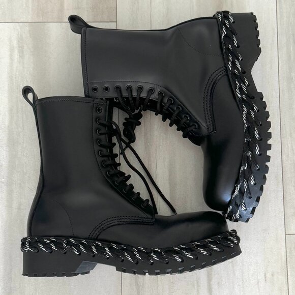 Balenciaga Black Leather Lace-Up Boots - Size 36 Authentic - Picture 2 of 14